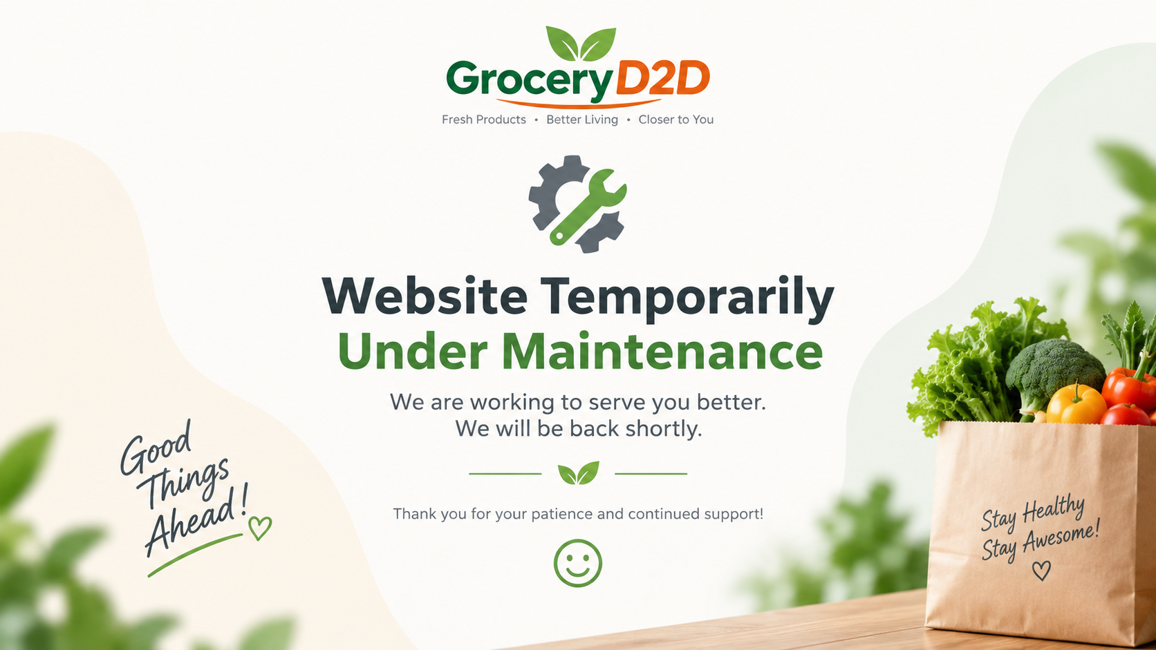GroceryD2D Website Temporarily Under Maintenance